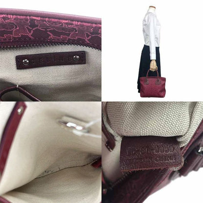 Celine Handbag PVC Leather Bordeaux Pink Horse-drawn Carriage For Everyday Use