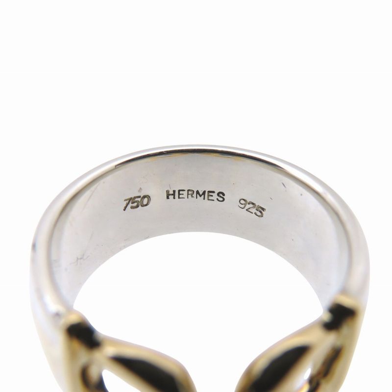 Hermes 18K Yellow Gold/silver 925 Diamond Ring 18KG 750 Yellow Gold/925/diamond