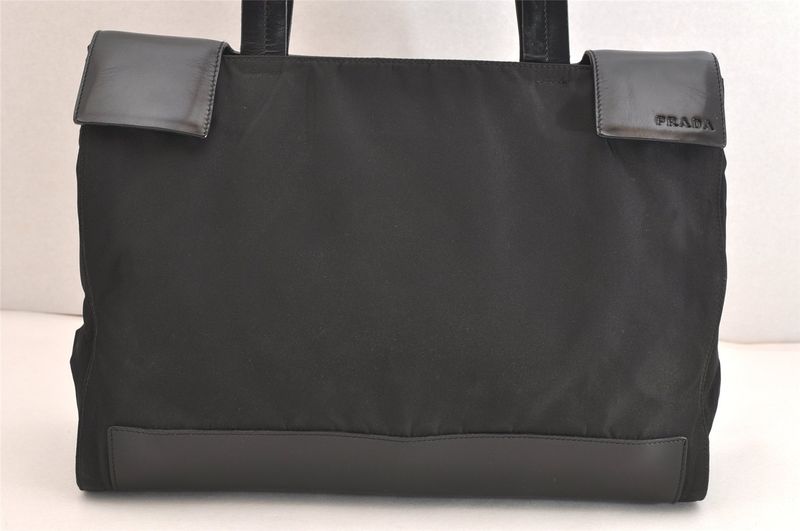 Prada Vintage Nylon Leather Shoulder Handbag Black 3552n