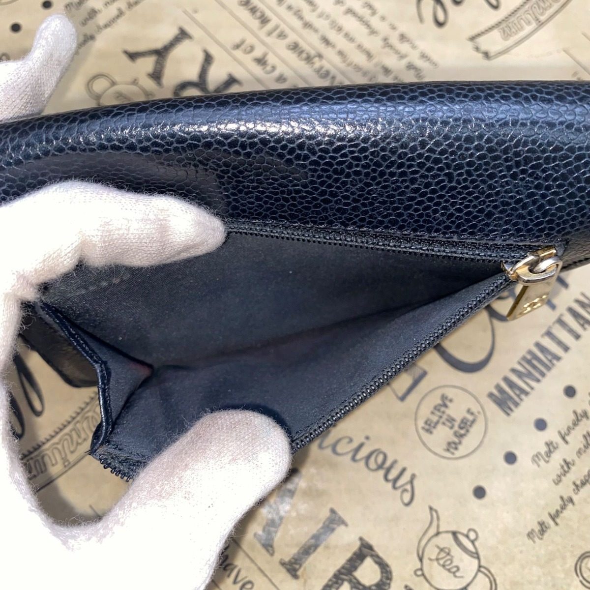 Chanel Trifold Wallet CC Logo Lambskin Black Card Billfold — view 11