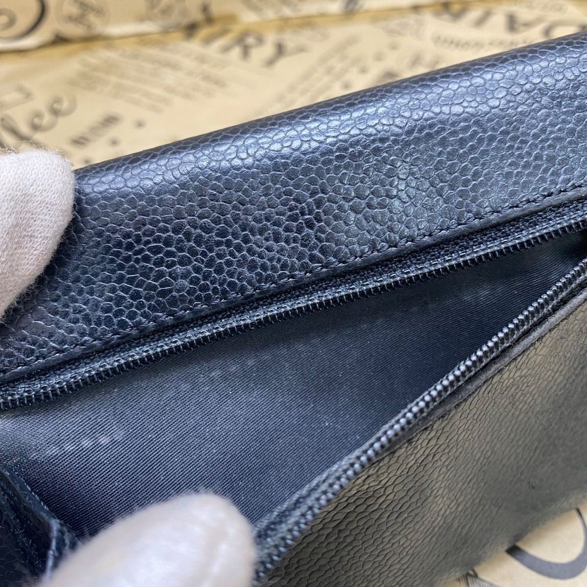Chanel Trifold Wallet CC Logo Lambskin Black Card Billfold — view 16