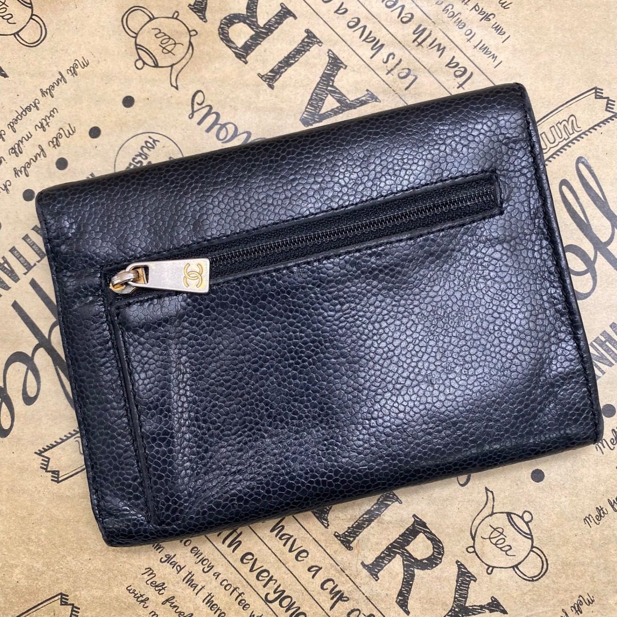 Chanel Trifold Wallet CC Logo Lambskin Black Card Billfold — view 4