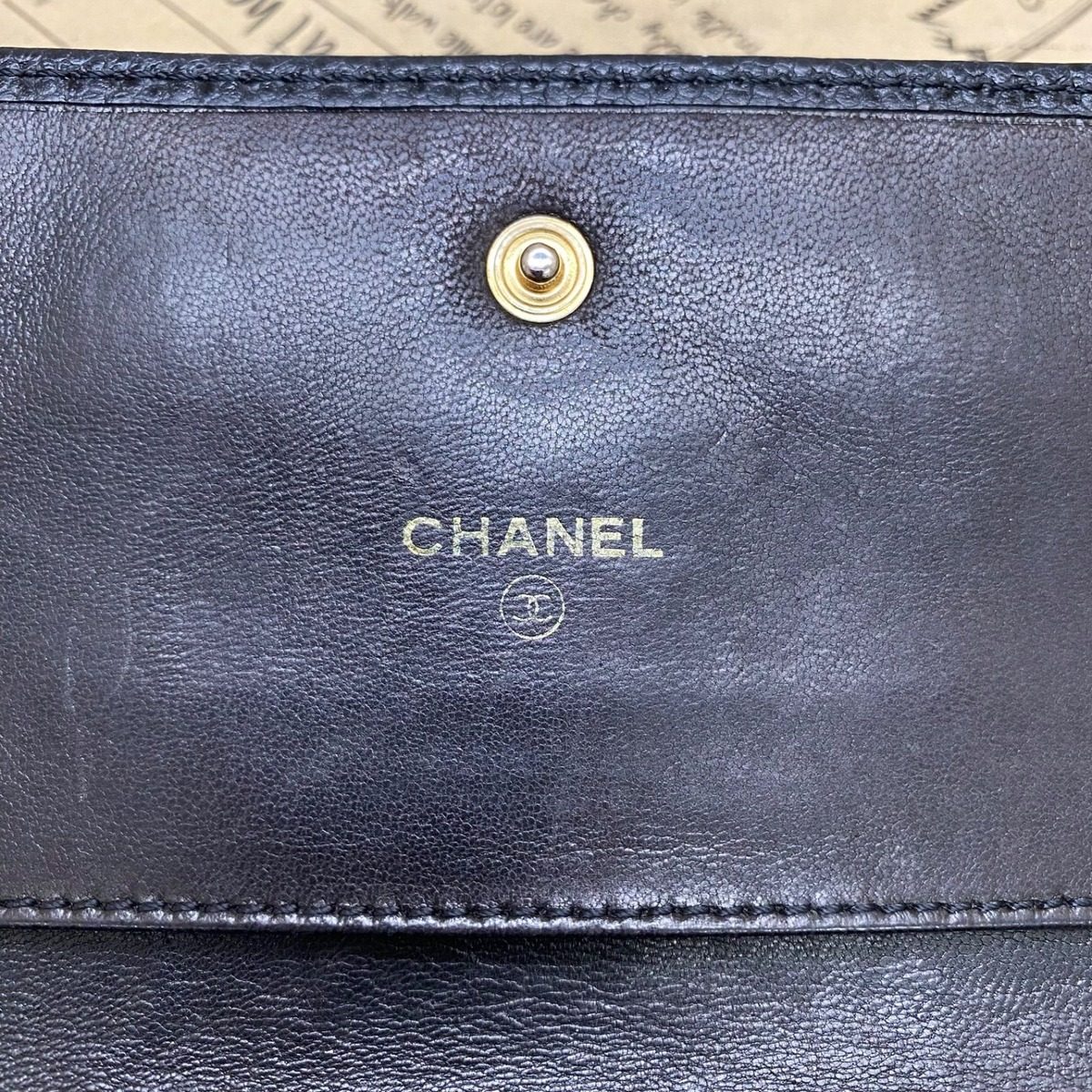 Chanel Trifold Wallet CC Logo Lambskin Black Card Billfold — view 5
