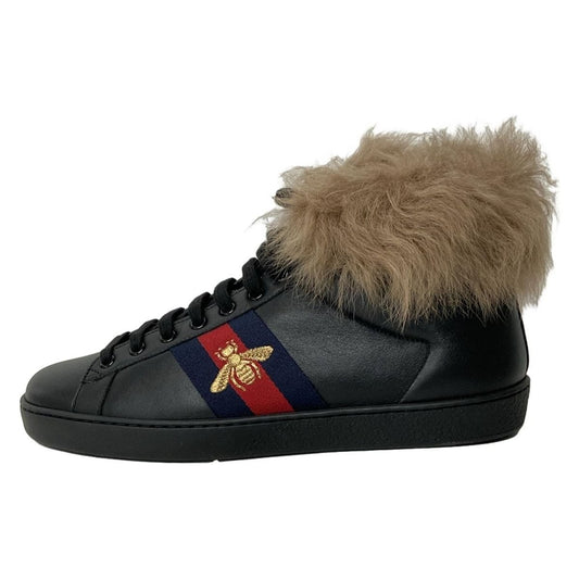 Gucci Sneakers 8 Ace Embroidery High Cut Black Blue Red Fur X