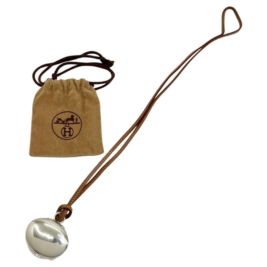 Hermes Locket Pendant Silver 925 Tarnish Yes Brown