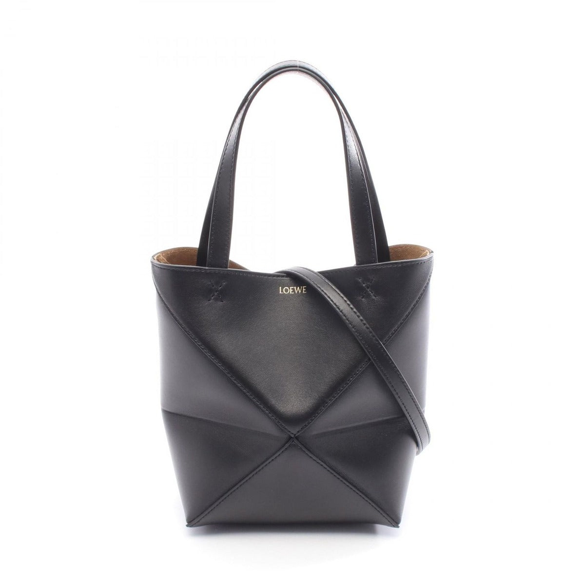 Loewe Handbag Puzzle Fold Mini Black Leather Tote