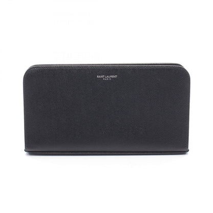 Saint Laurent Paris Round Wallet Black Leather