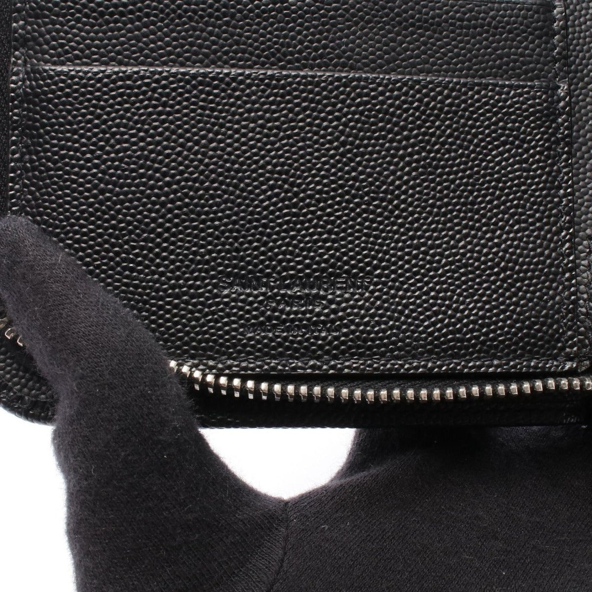 Saint Laurent Paris Round Wallet Black Leather — view 4
