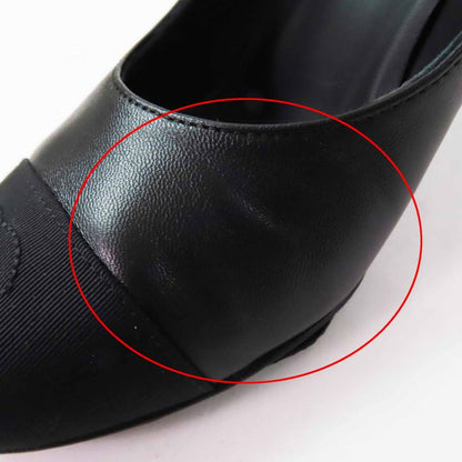 CHANEL G40154 Matelasse Heels Coco Mark Stitching Leather Pumps Black 36 With