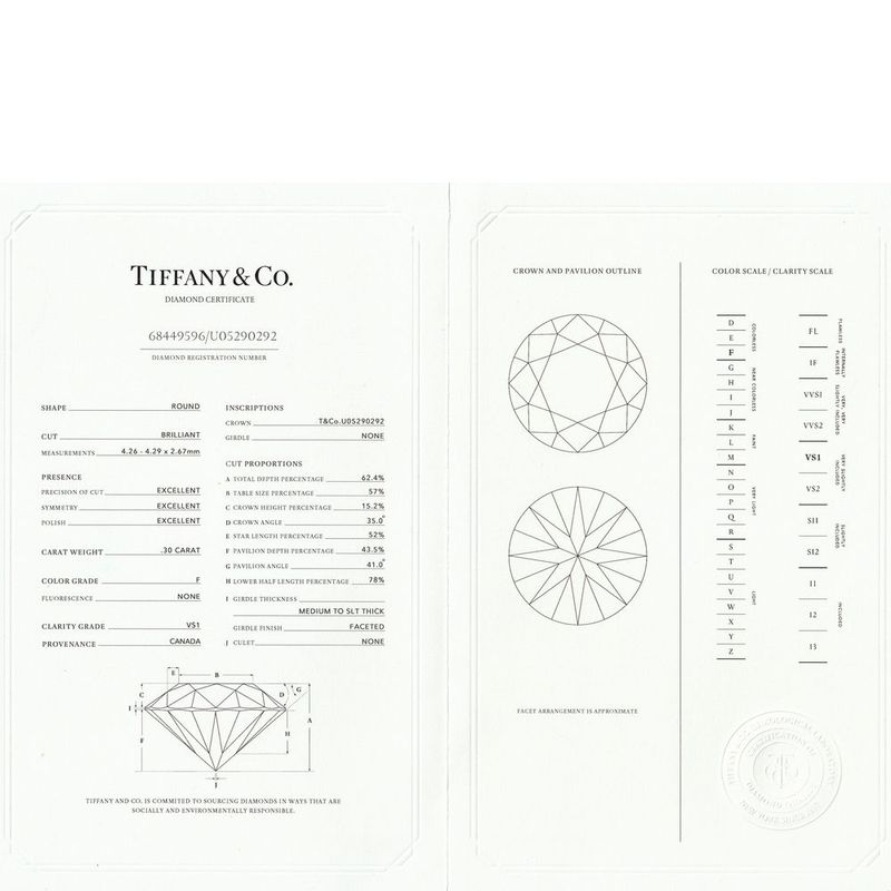 Tiffany & Co Harmony 030ct F-vs1-3ex Diamond Ring Pt950