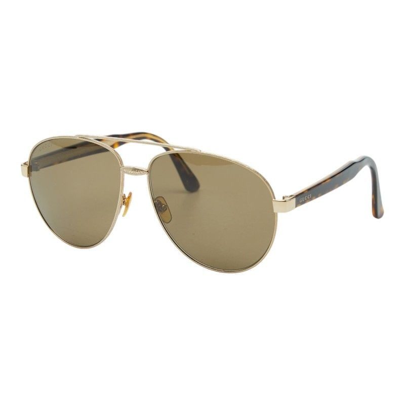 Gucci Teardrop Sunglasses Premier Gold Brown Plated Acetate Eyewear