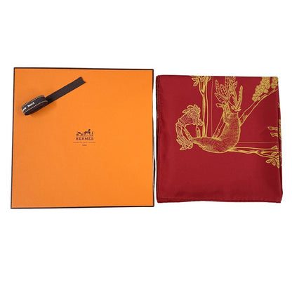 Hermes Scarf Carré 90 Animal Alphabet Animal Alphabet Women's Branded Silk Red