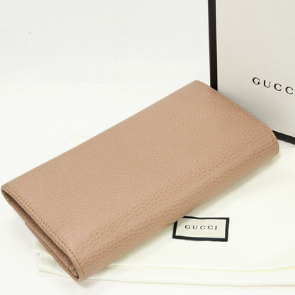 Gucci Zipper Long Wallet With Coin Purse GG Marmont Calfskin Dusty Pink Gold