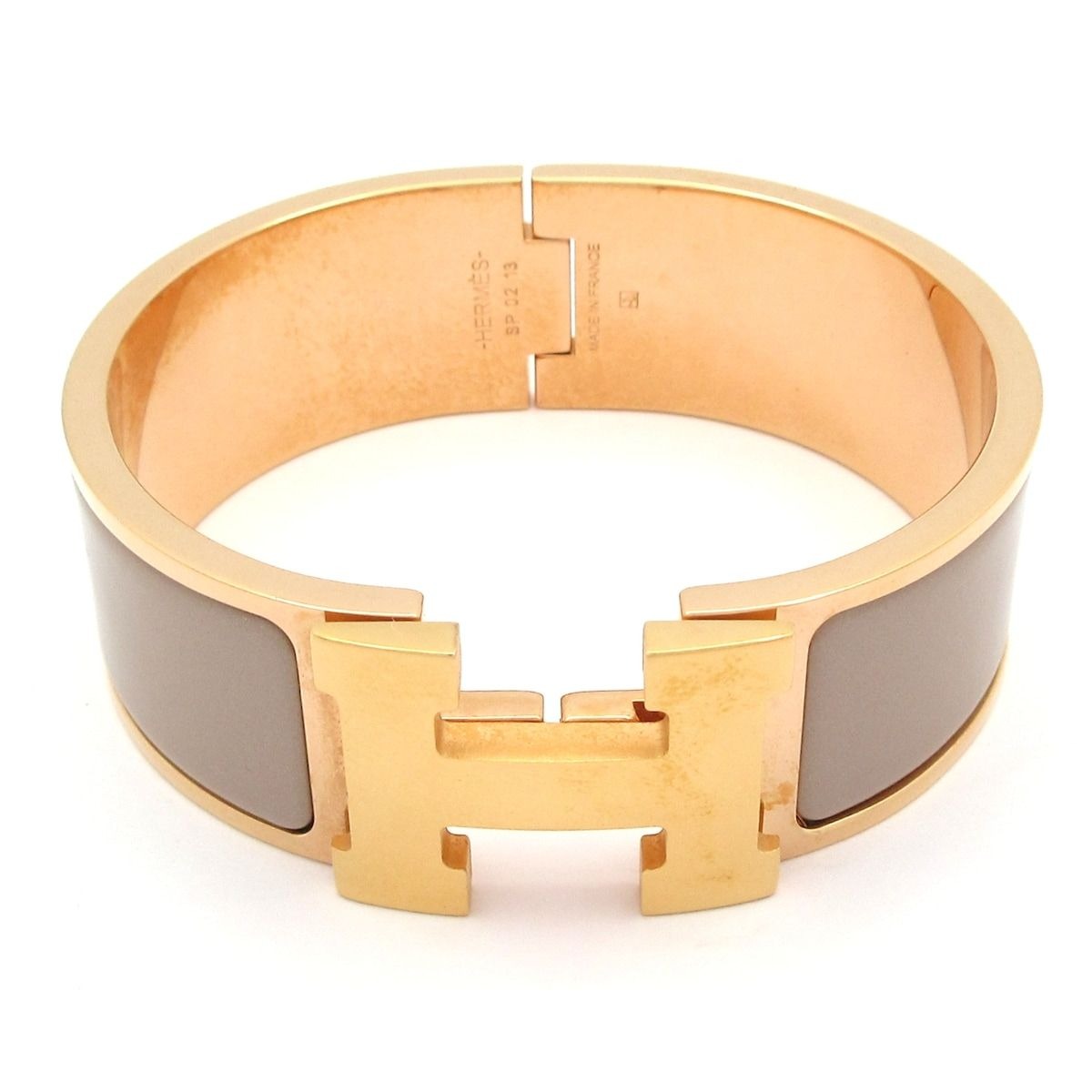 Hermes Bangle Clic Clac Pink Gold Grey Bracelet