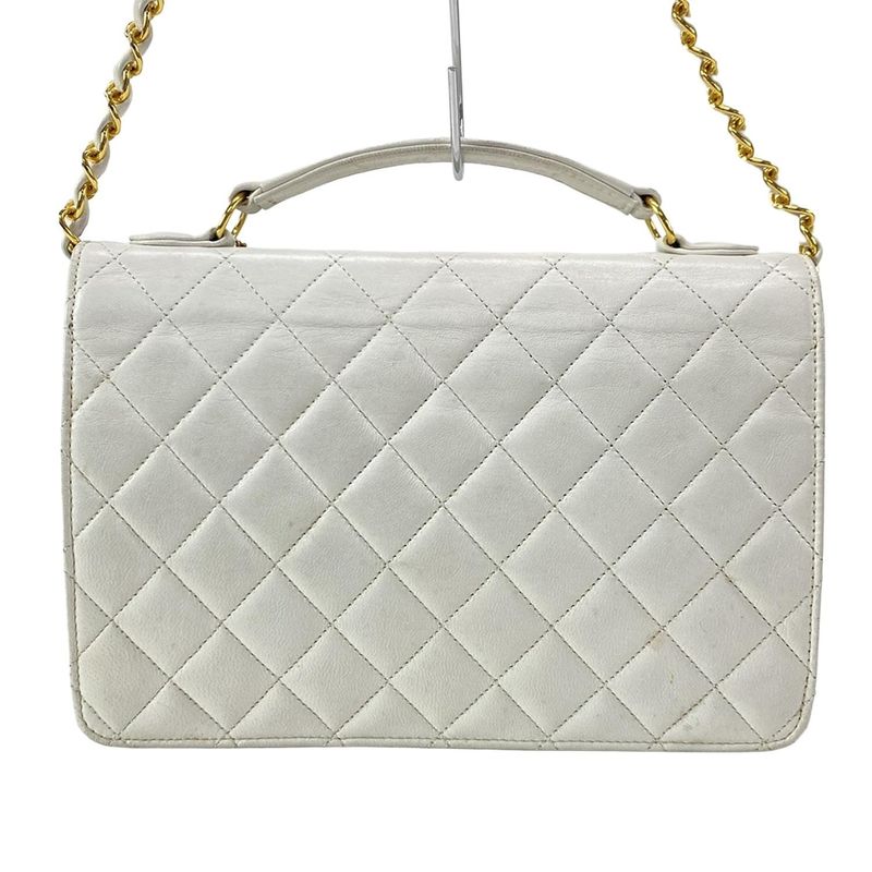 Chanel Shoulder Bag Matelasse /double Coco White 2way/gold Hardware /chain