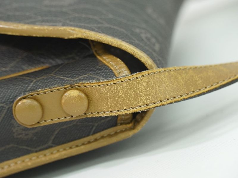 Authentic Christian DIOR Honeycomb Pattern Shoulder Bag Pochette PVC Black