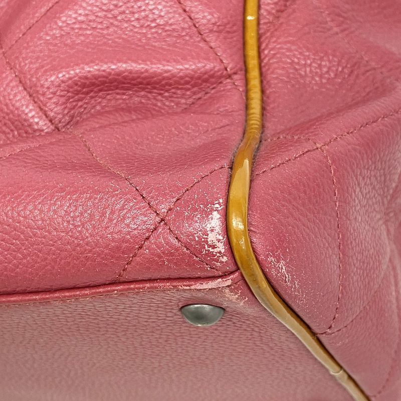 Chanel Boston Bag Matelasse Leather Patent Leather Pink Silver Hardware Men