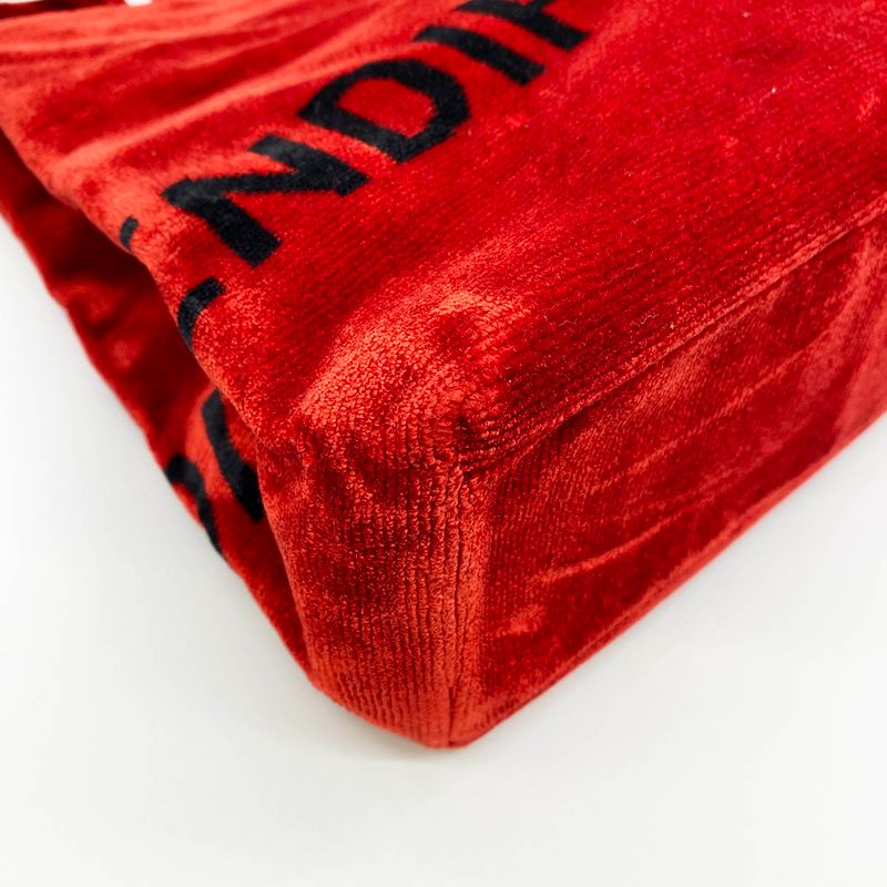 Fendi 06-11 15758 981 Logo Tote Handbag Suede Velour Red Women