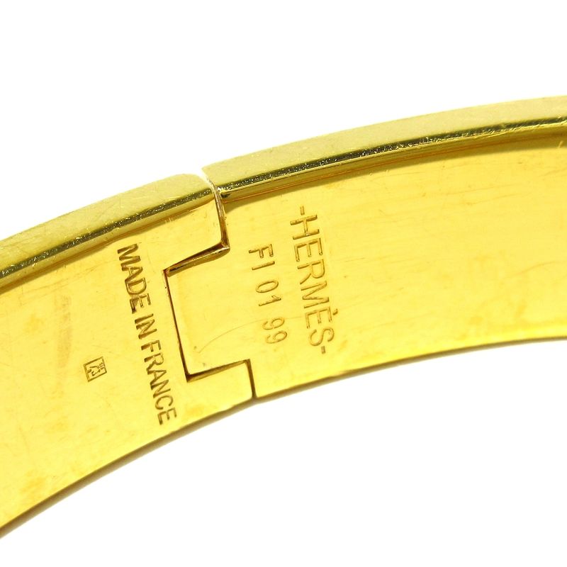 Hermes Bangle Click H Gold×white×orange Zebra