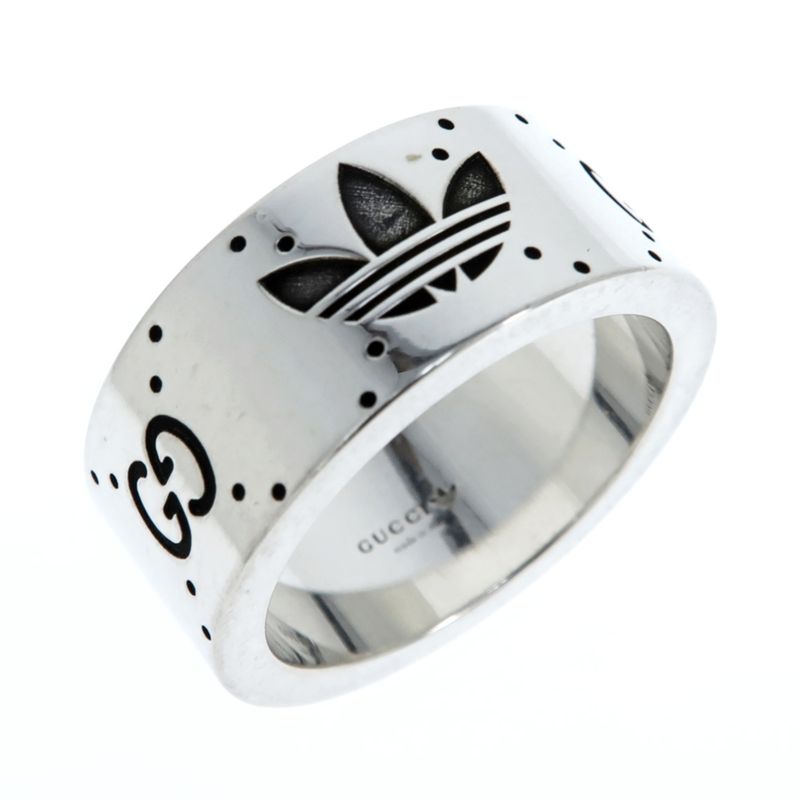 Gucci Adidas Collaboration Ring Engraving Wide Trefoil 17 Ag925 Jewelry