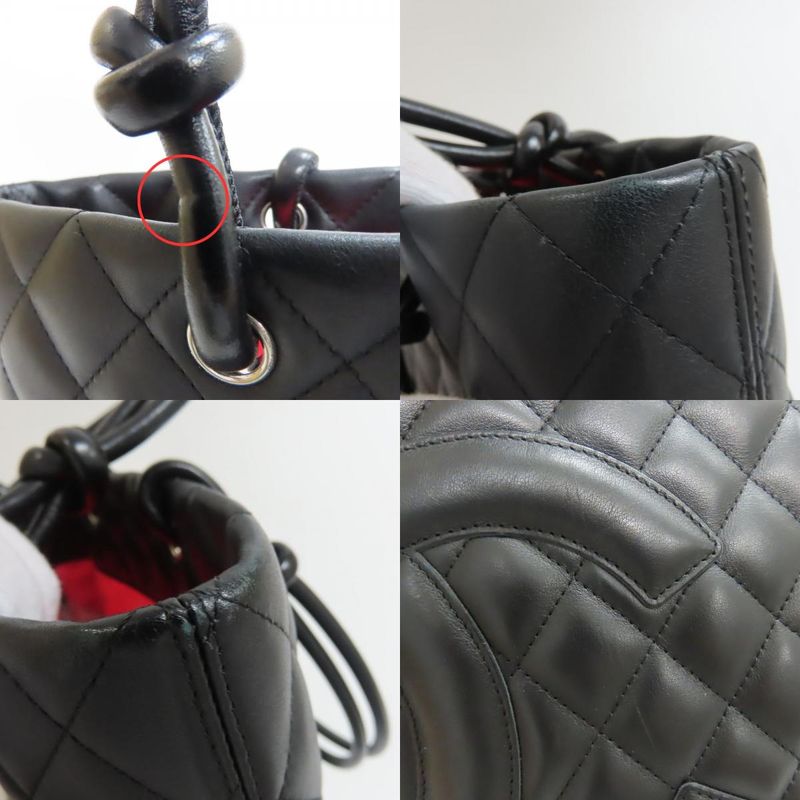Chanel Tote Bag A25167 Cambon Line Medium Leather Black Silver Hardware 8 Unit