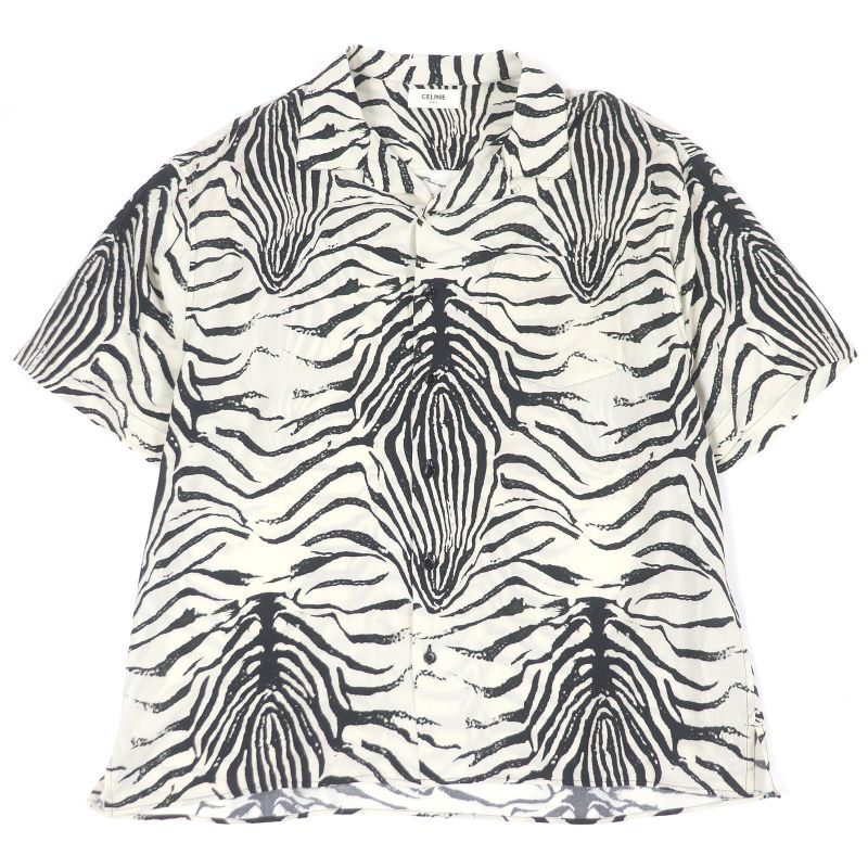 Celine 22SS 2c517346q Zebra Print Open Collar Loose Fit Short Sleeve Hawaiian