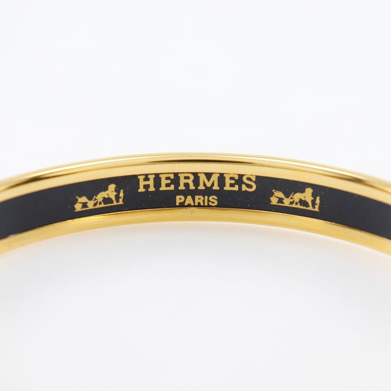 Hermes Emile Cloisonne Gold Plated Red Ladies 22g Bangle