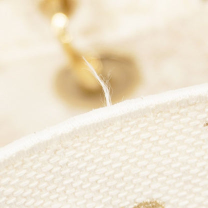 Christian Dior Handbag Lady Dior Dee Lite Canvas White Gold Chien Pan Gold