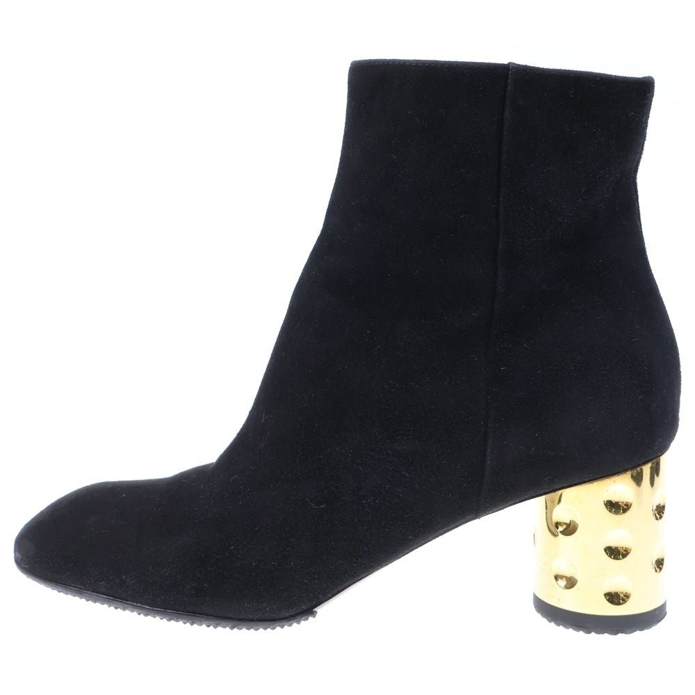 Louis Vuitton Monogram Suede High Heel Boots Black