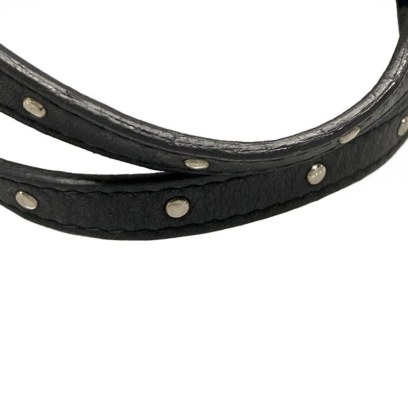 Dior/christian Dior Handbag Trotter Black And Gray Studded/mini Bag Leather