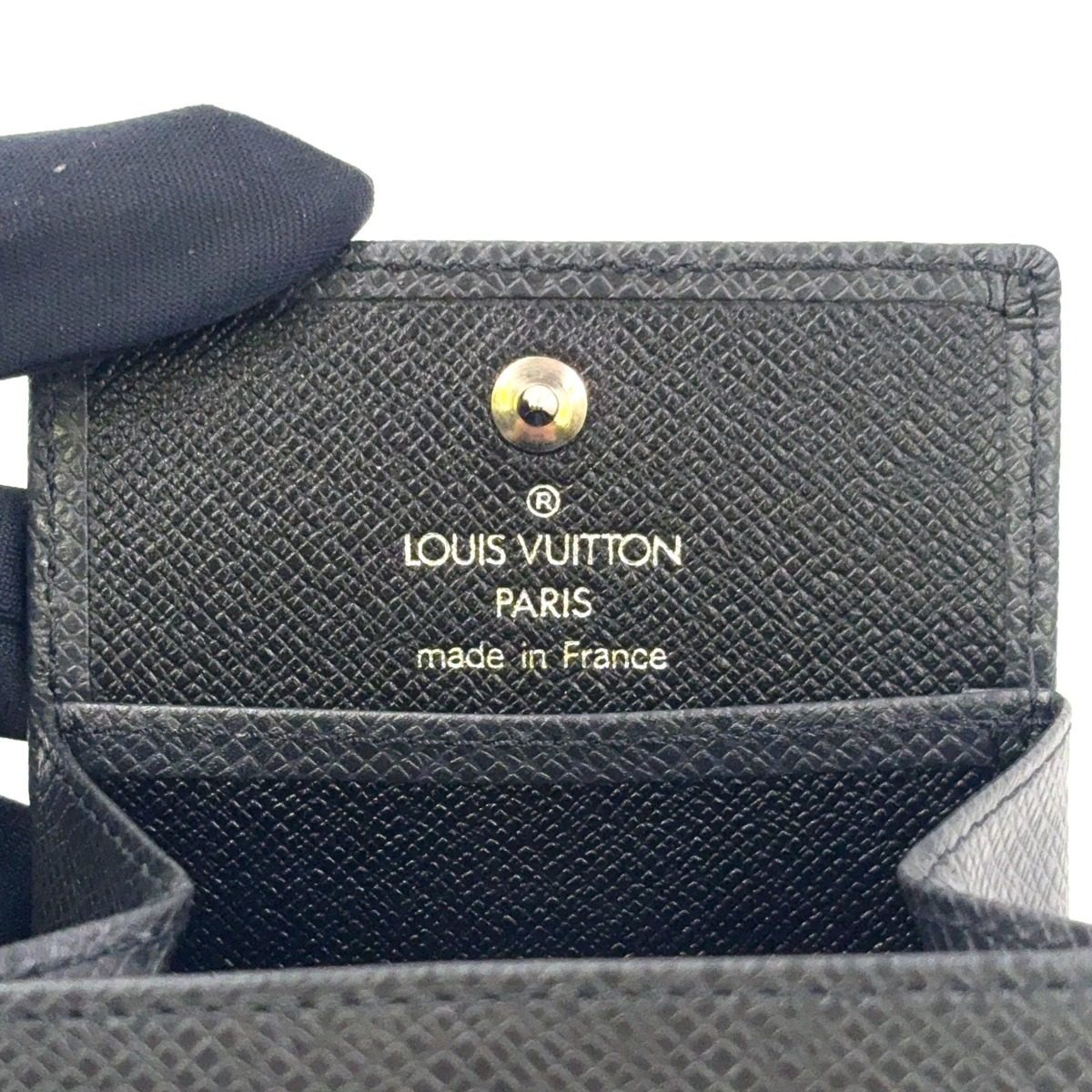 Louis Vuitton Porte-Monnaie Boite Taiga Ardoise Leather Black Coin Case Wallet — view 4