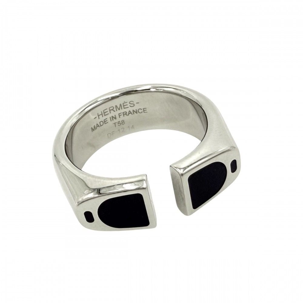 Hermes Ring Etrier Small Items 58 Silver X Navy