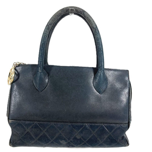 Chanel Handbag Stitch Logo Leather Black