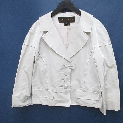 Louis Vuitton Jacket Lightweight Silk 38 White Stitch Snap Button Lining