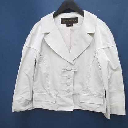 Louis Vuitton Jacket Lightweight Silk 38 White Stitch Snap Button Lining