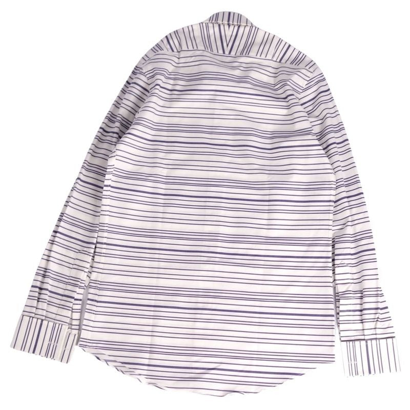 Hermes Shirt Snap Down Collar Striped Long Sleeves Cot — view 3