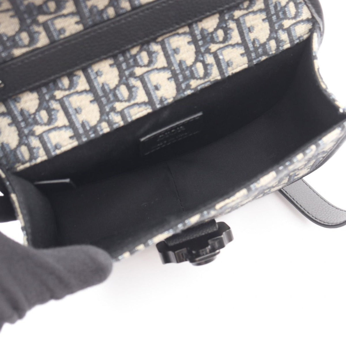 Dior Shoulder Bag Gallop Navy Canvas Leather Beige Black Blue — view 3