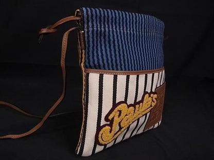 Loewe Pauraz Ibiza Anagram Canvas Stripe Shoulder Bag Crossbody Ivory