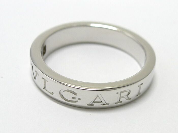 Bvlgari Ring Double Logo Bvlgari 750wg 18K White Gold White Togo Old Diamond