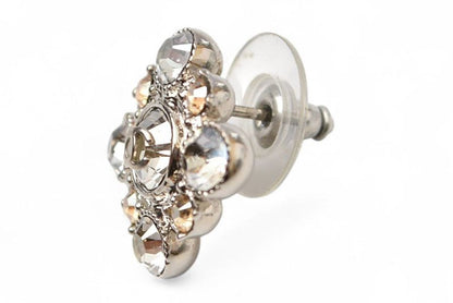 Chanel Earrings Chanel Accessories CC Logo Motif Rhinestone Orange Silver A12