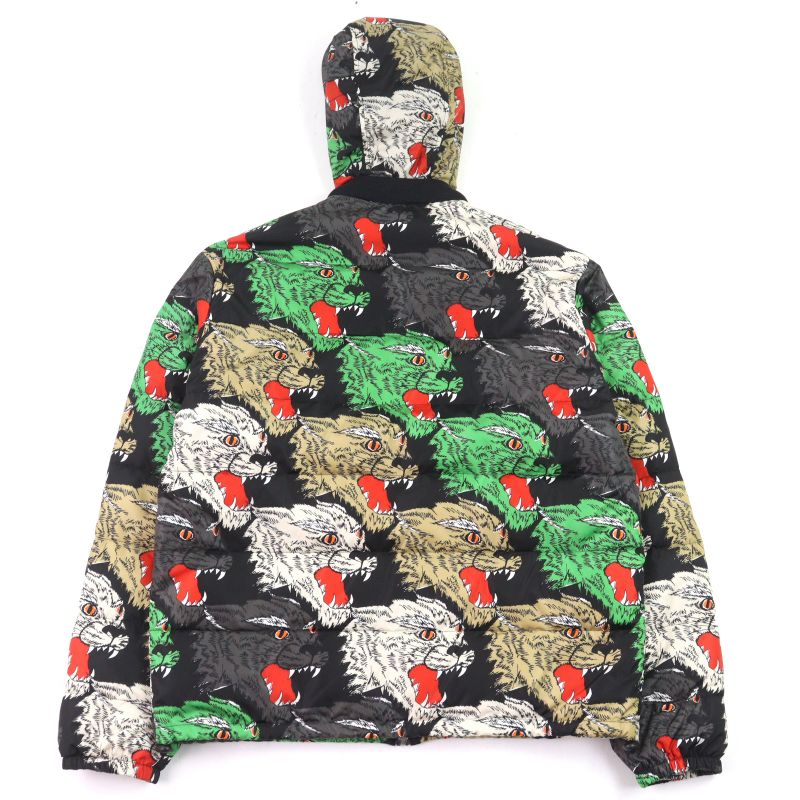 Gucci 526428 Panther DOWN Jacket Angry Panther Hooded Double Zip Down Jacket