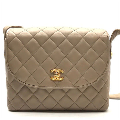 Chanel CC Logo Quilted Turnlock Lambskin Shoulder Bag Gray