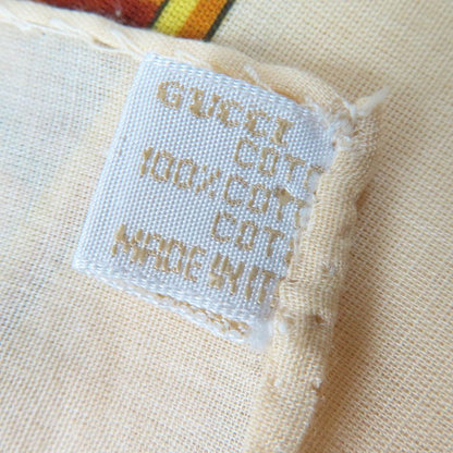Gucci Vintage 100% Cotton Animal Print Horsebit Large Shawl Scarf Brown Made In