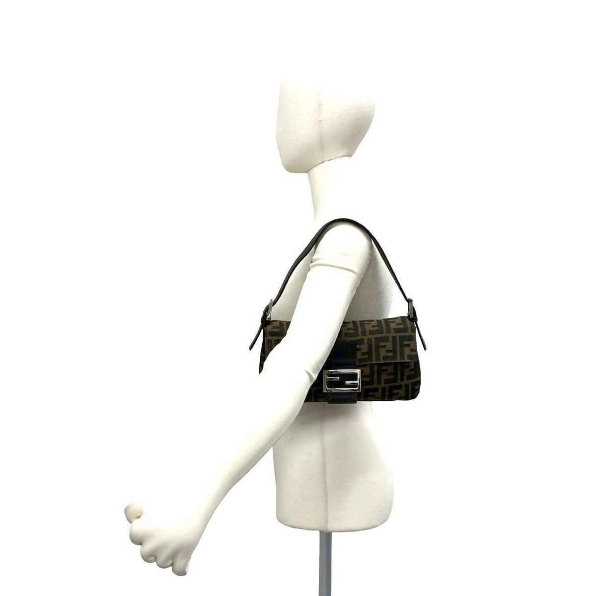 Fendi Mamma Bucket Zucca FF Logo Pattern Canvas Leather Shoulder Bag Brown — view 2