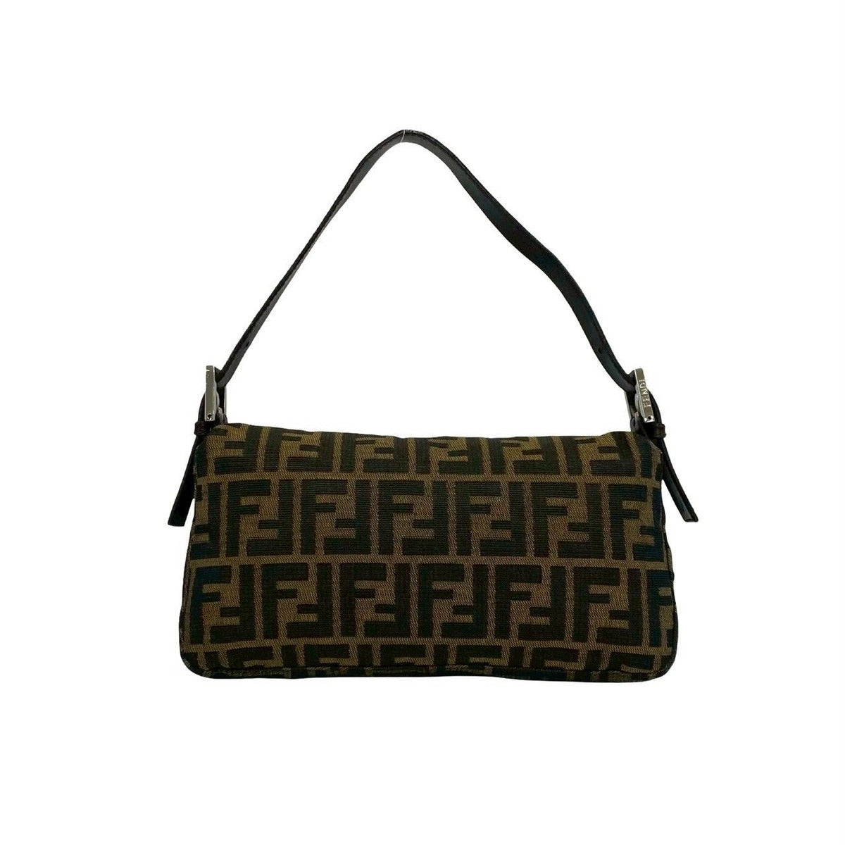 Fendi Mamma Bucket Zucca FF Logo Pattern Canvas Leather Shoulder Bag Brown — view 3