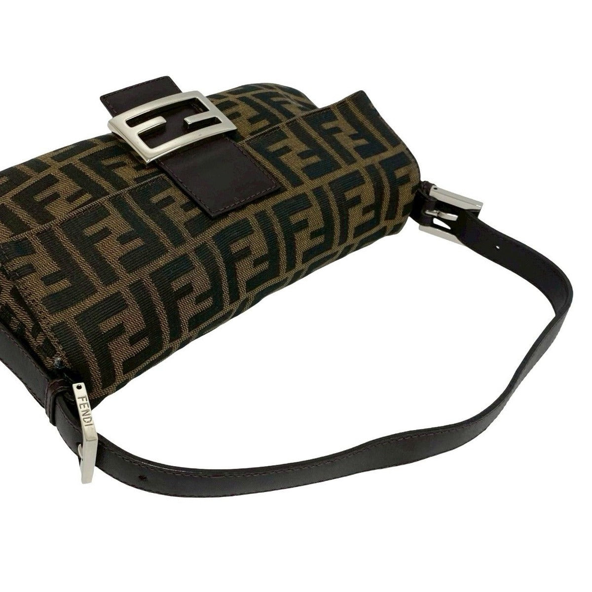 Fendi Mamma Bucket Zucca FF Logo Pattern Canvas Leather Shoulder Bag Brown — view 4