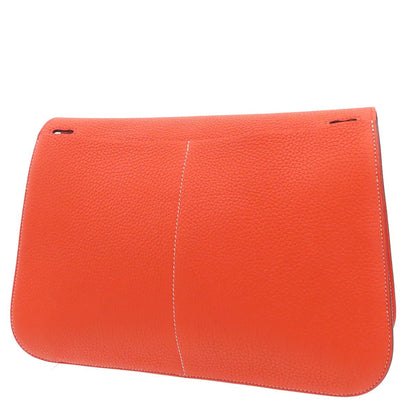Hermes Halzan 31 Orange Poppy Silver Taurillon Shoulder Bag — view 2