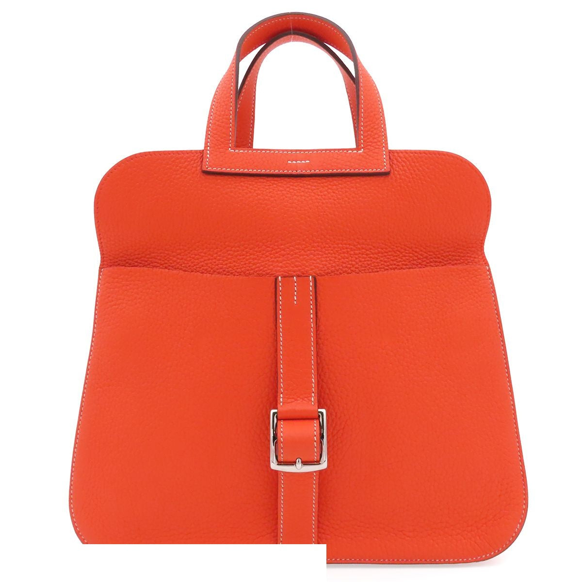 Hermes Halzan 31 Orange Poppy Silver Taurillon Shoulder Bag — view 3