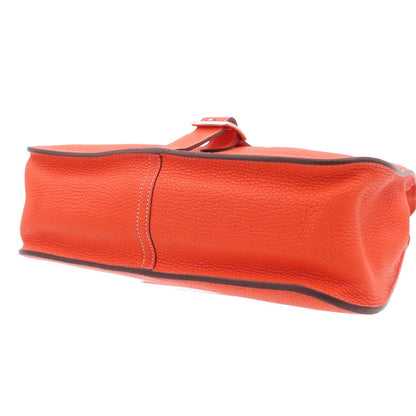 Hermes Halzan 31 Orange Poppy Silver Taurillon Shoulder Bag — view 4