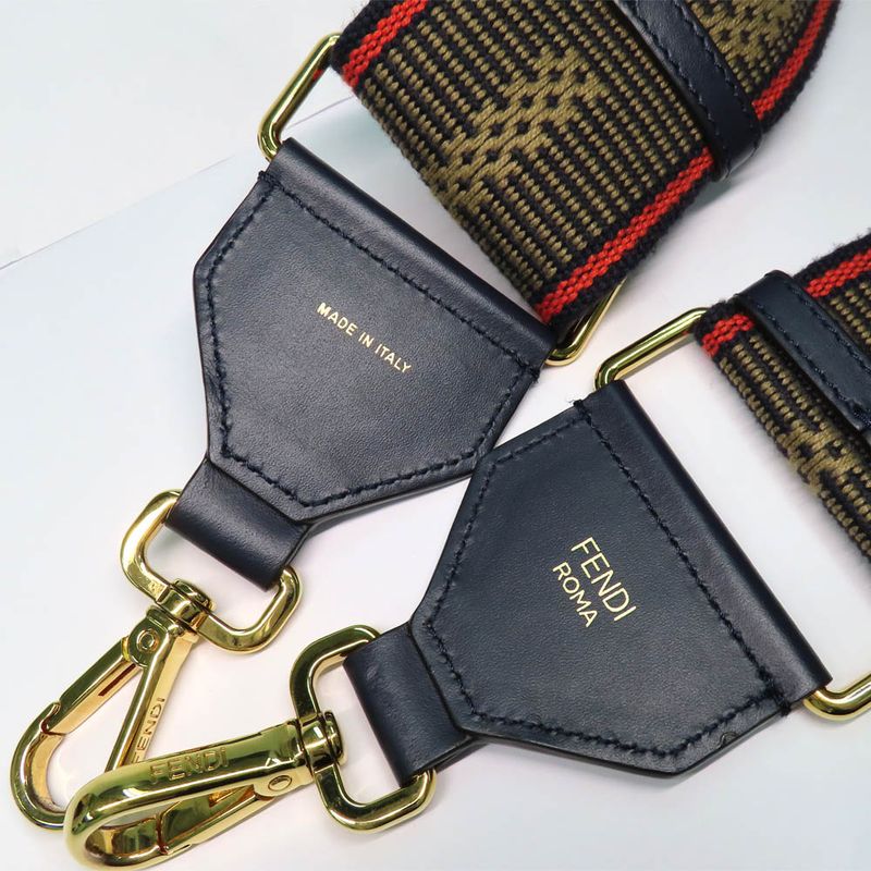 Fendi Strap Shoulder Bag Accessory Navy Logo Canvas Leather Gdhardware